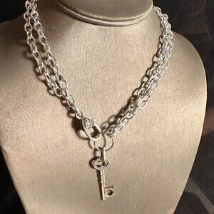 Key FOB Keys Lock Handmade Silver Necklace Choker Punk Rocker Gift NWT Steampunk